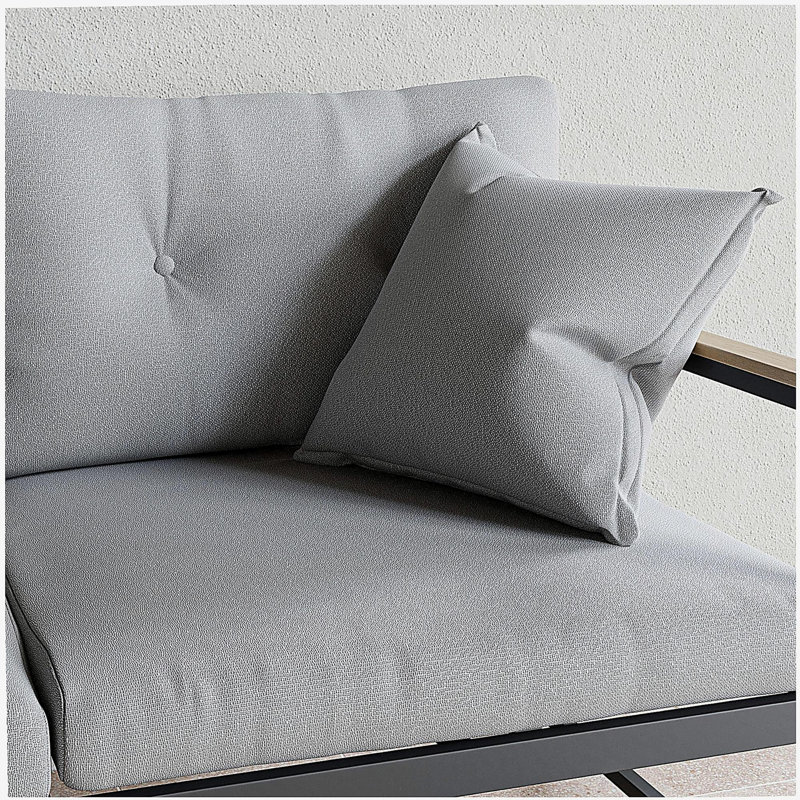 Edenbrook Cliffside Outdoor Button Tufted Metal Sofa , Light Gray/ Charcoal