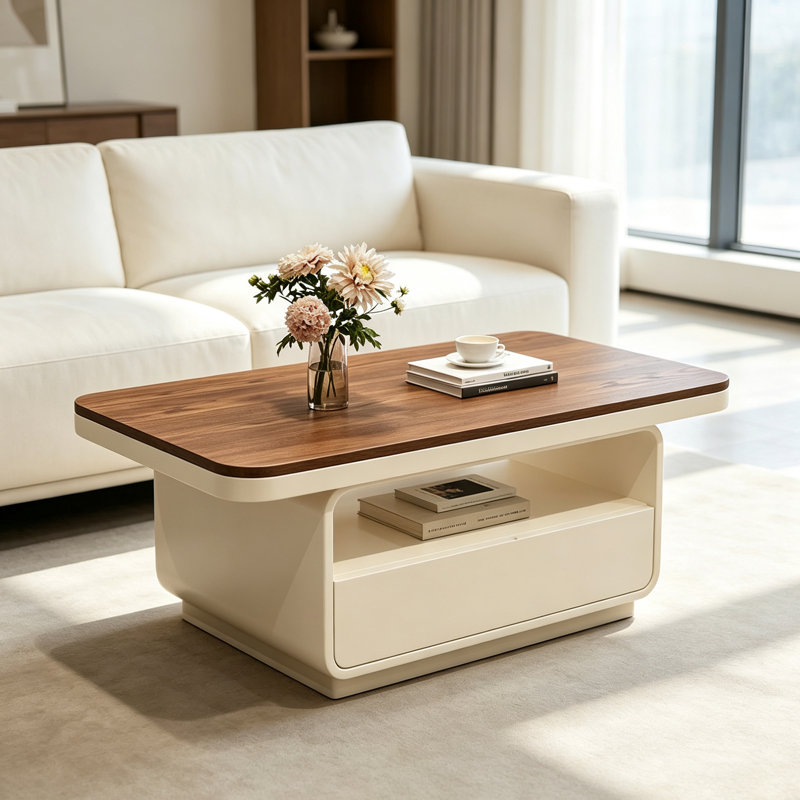 Table basse lumineuse et luxueuse, H 17,71 po x l 39,37 po x P 23,62 po, Brun / crème
