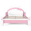 Lit plateforme tapissier pour enfant pleine grandeur en forme de chat, cadre de lit pour enfant à profil bas de style princesse, blanc et rose-1519745803