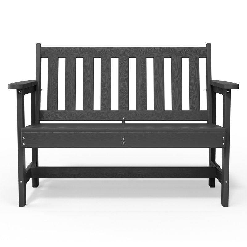 Genivieve HDPE Outdoor Bench, Dark Gray