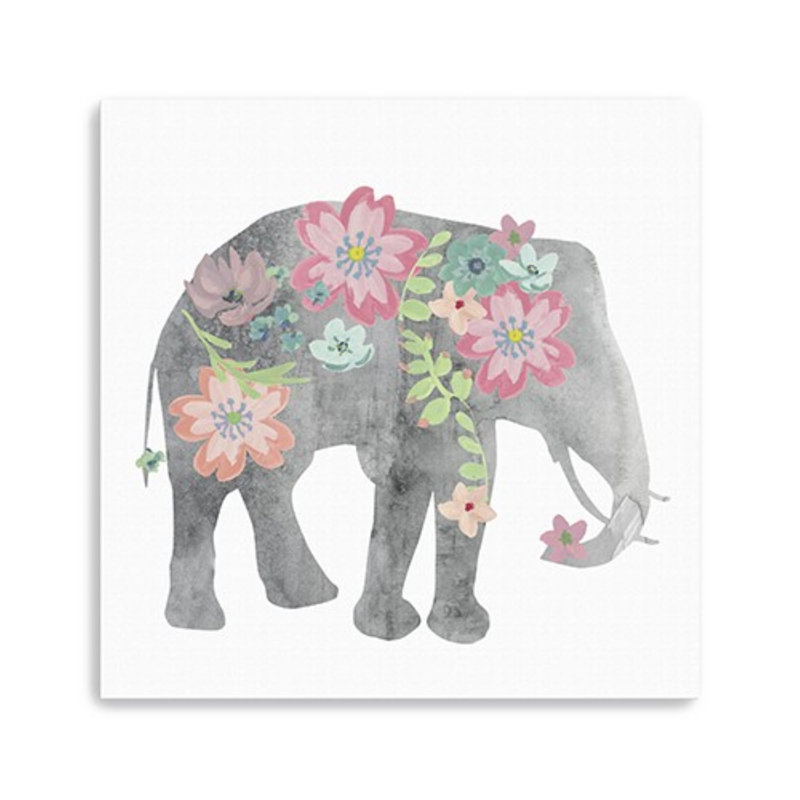 Éléphant floral, impression murale sans cadre