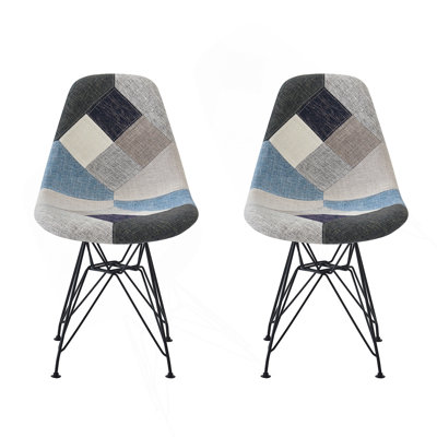 Chaise d'appoint en tissu de style bohème avec pieds chromés Patchwork