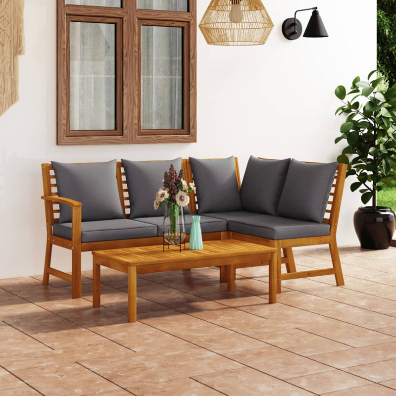 4 Piece Lounge Chair with Cushions, Left Hand Facing, Gray