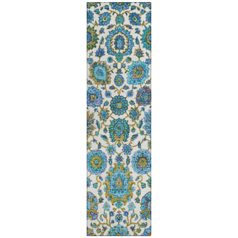 Machine Washable Indoor/Outdoor Husby ACN2187 Global Rug, Runner 2'3" x 7'6"