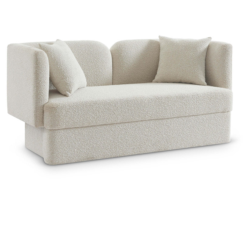Causeuse en tissu Marcel Boucle, Tissu crème bouclé