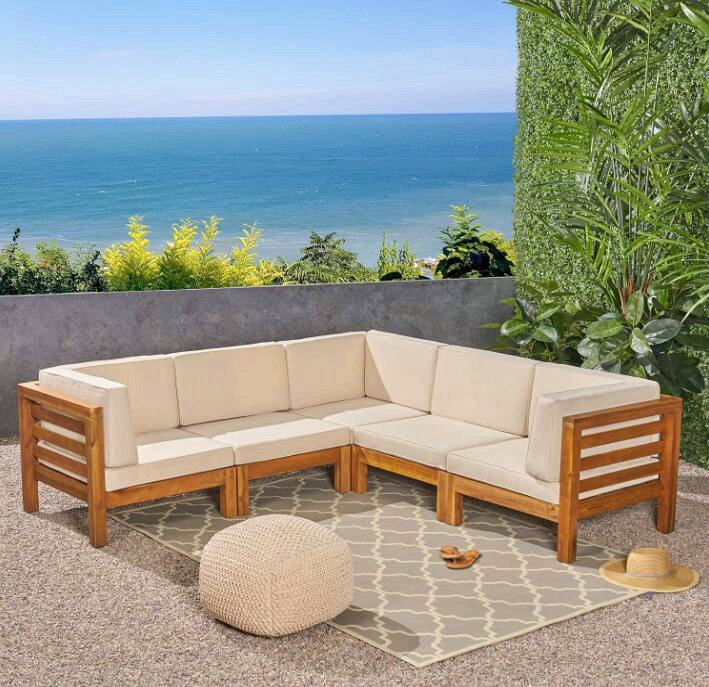 Oana -5-Piece V Shape Sofa Set, Beige