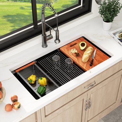 Évier de cuisine à double cuve encastrable 36 po L 50 po x 50 po L 36 po x l 19 po avec accessoires de cuisine