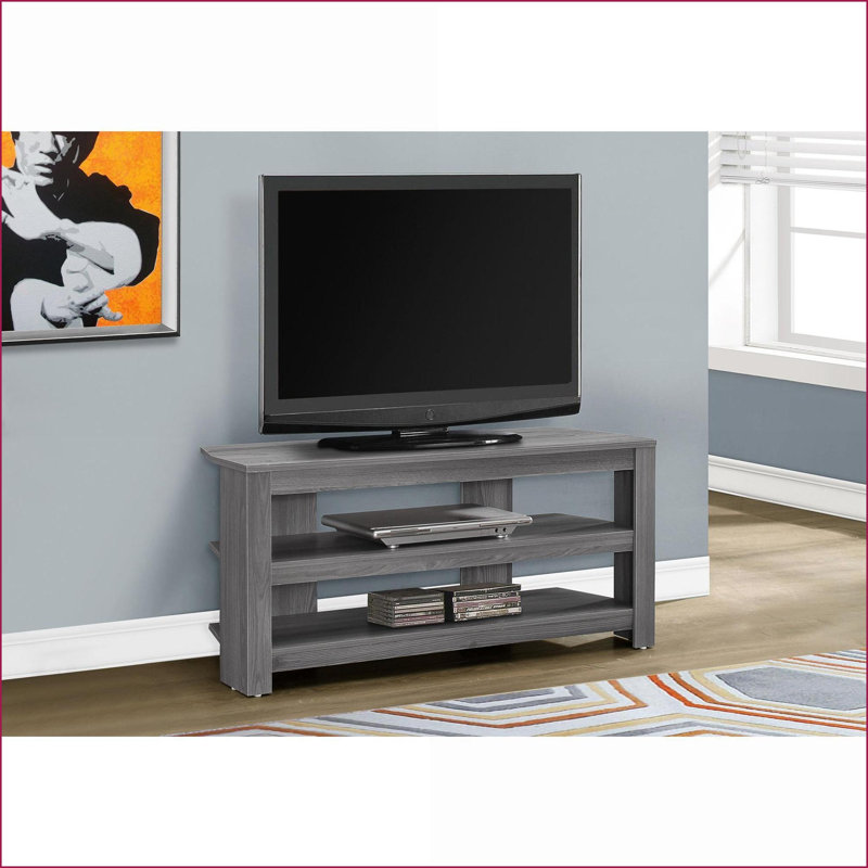 Meuble télé: console multimédia contemporaine de 42 pouces avec tablettes de rangement | Gris | Panneau de particules, Gris