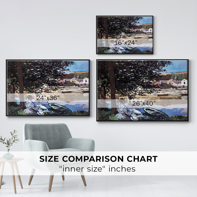 «The River Has Burst Its Banks» par Claude Monet - reproduction sur toile flottante, Noir, noir, noir, noir