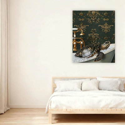 «Playful Ocean Sea Turtle», art mural 24 po x 36 po