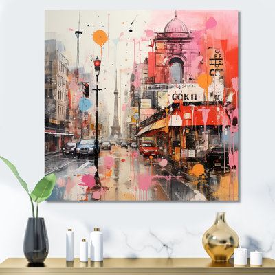 «Pink Vibrant Berlin Cityscape II», art mural Berlin