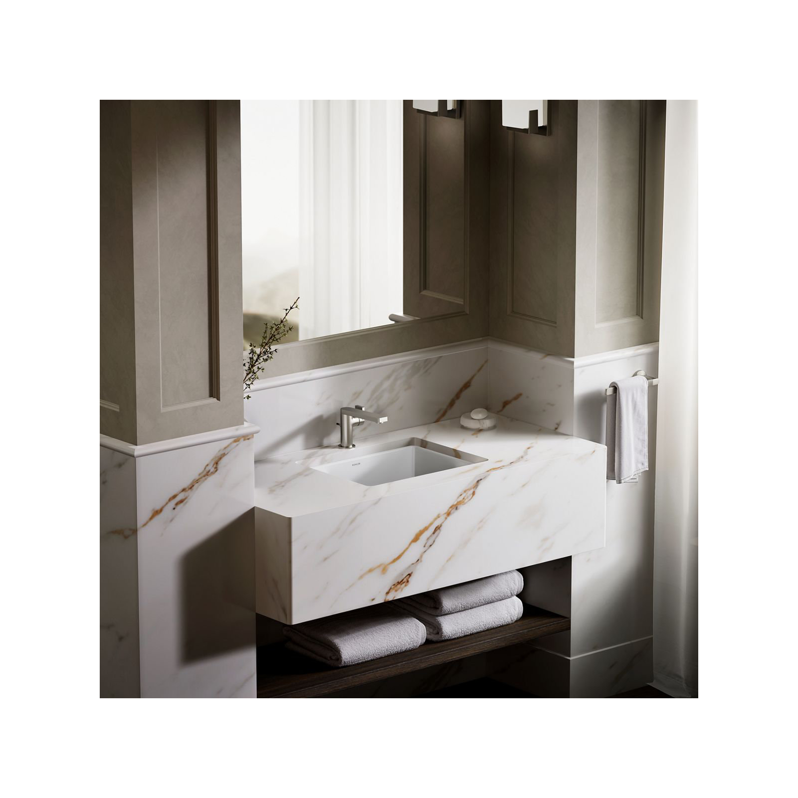 Verticyl Rectangular Undermount Bathroom Sink with Overflow, White