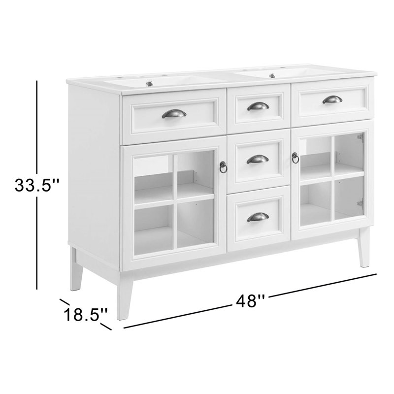 Modway Isle 48" Double Bathroom Vanity Cabinet, Black