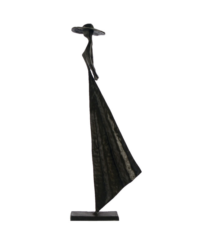 Hibbing SUMMER HAT GIRL Iron Figurine 33cm, Mocha