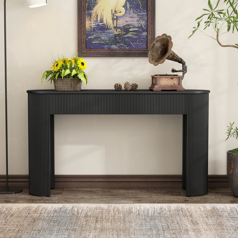 Entryway Table with Fluted Design, Black