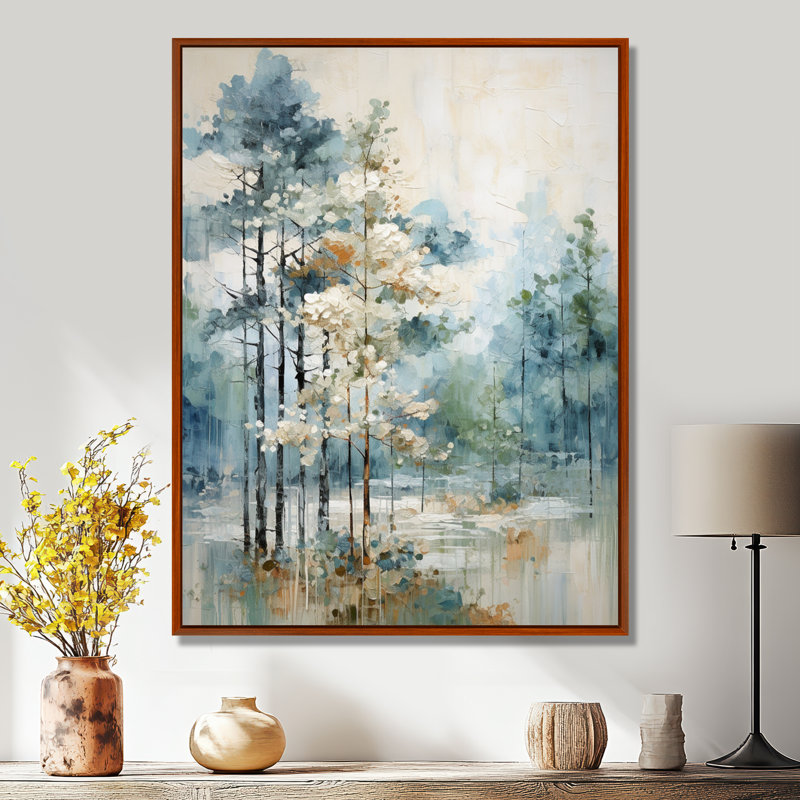 Pin, forêt enchantée II - Pin, art mural, H 32 po x l 24 po, Reproduction avec cadre flottant, Brun