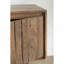 Meuble télé en bois recyclé avec deux portes, rangement compartimenté, surface lisse, idéal pour le visionnement confortable et l'organisation du salon.