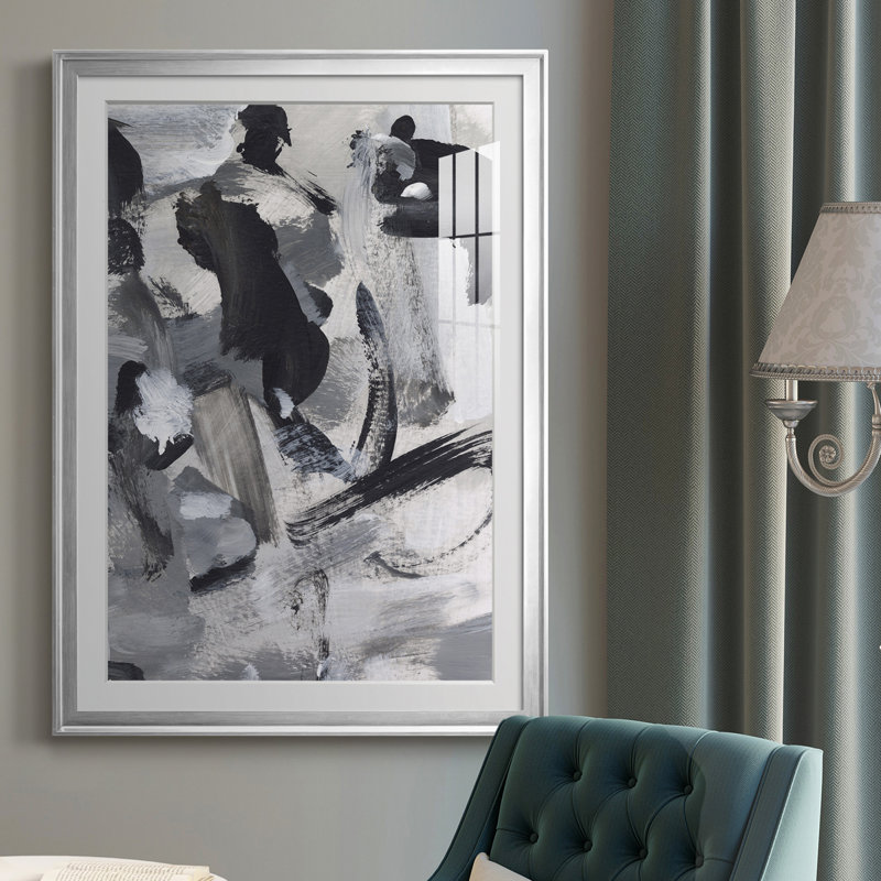 «Black & White Mix IV» - reproduction de cadre photo, H 42,5 po x l 30,5 po x P 1 po, Cadre argenté