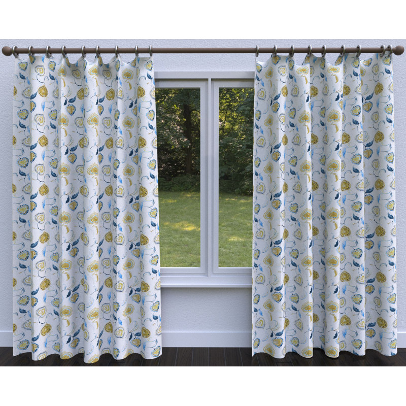 Tissu à imprimé floral, Bleu / Jaune