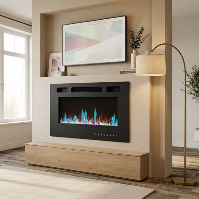 Modern 30-Inch Electric Fireplace With Remote