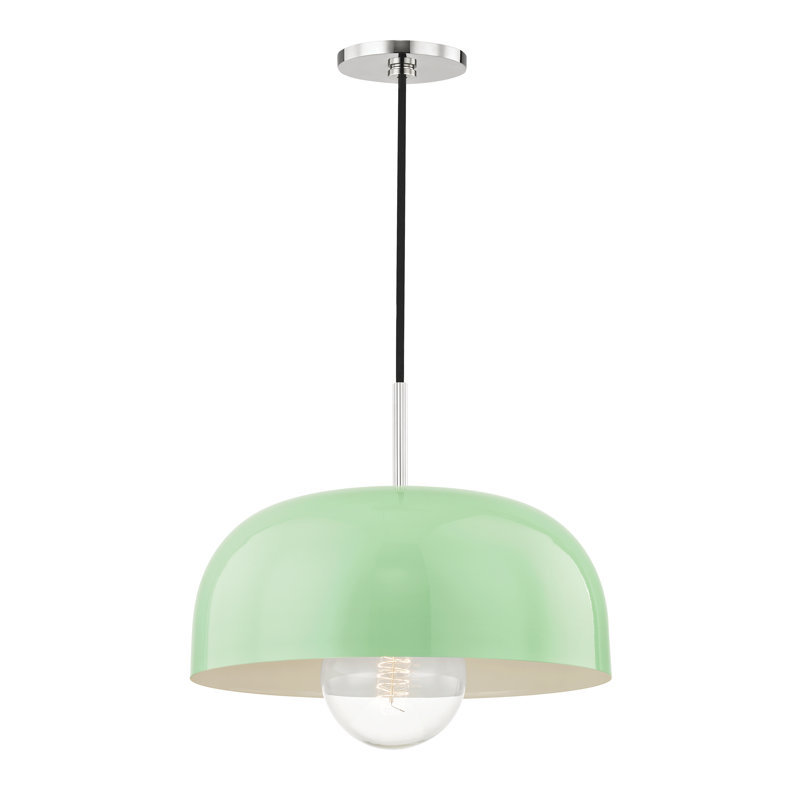 Luminaire suspendu 1 lumière Avery, H 5,75 po x l 14 po x P 14 po, Menthe, Nickel poli