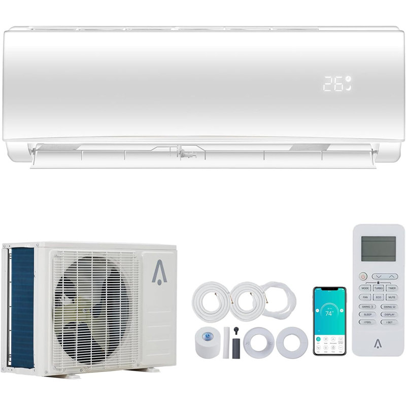 19 mini climatiseur à deux blocs SEER2, 12 000 Btu, 115 V, refroidit jusqu'à 750 pieds carrés Ft