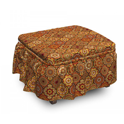 Ensemble de housse pour 2 pièces à coussins carrés repose-pieds à motif floral marocain