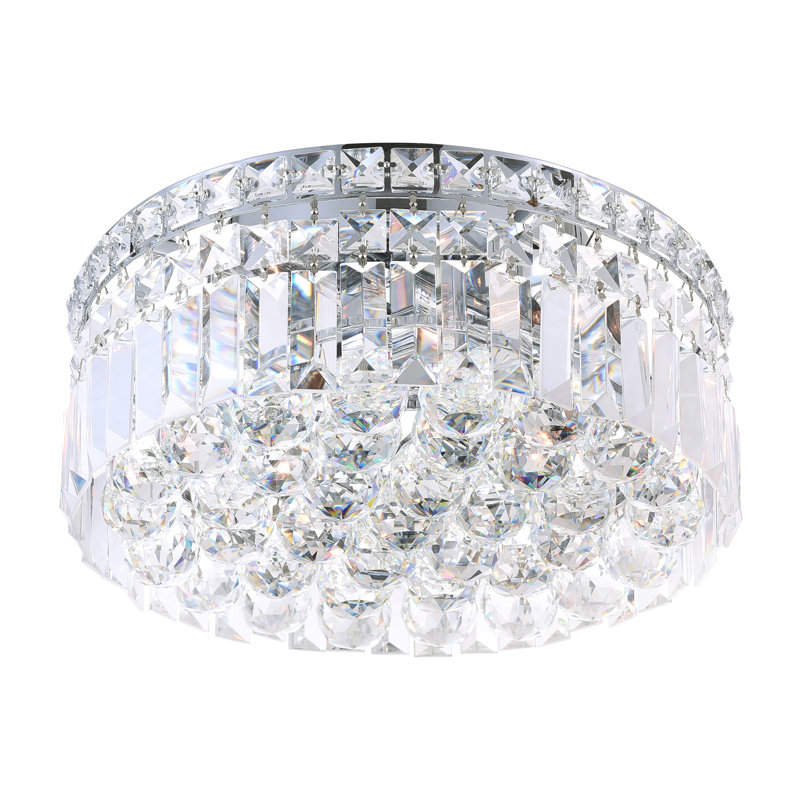 Plafonnier encastré en cristal 4 lumières avec base pour ampoule E12 Marnell, H 6 po x l 12 po x P 12 po