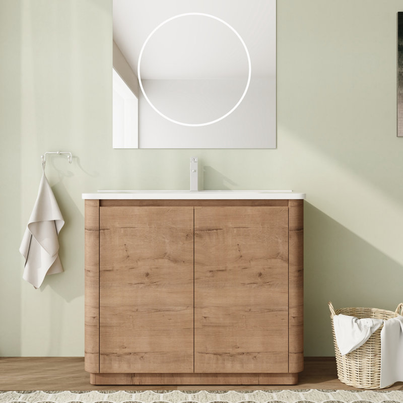 Meuble-lavabo simple autoportant 40 po avec plateau en céramique et portes à fermeture en douceur 40 po, 40"
