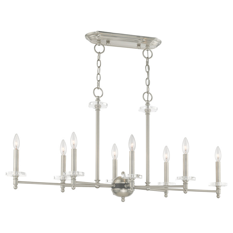 Elegant Bancroft 8-Light Linear Chandelier with Brushed Nickel Finish