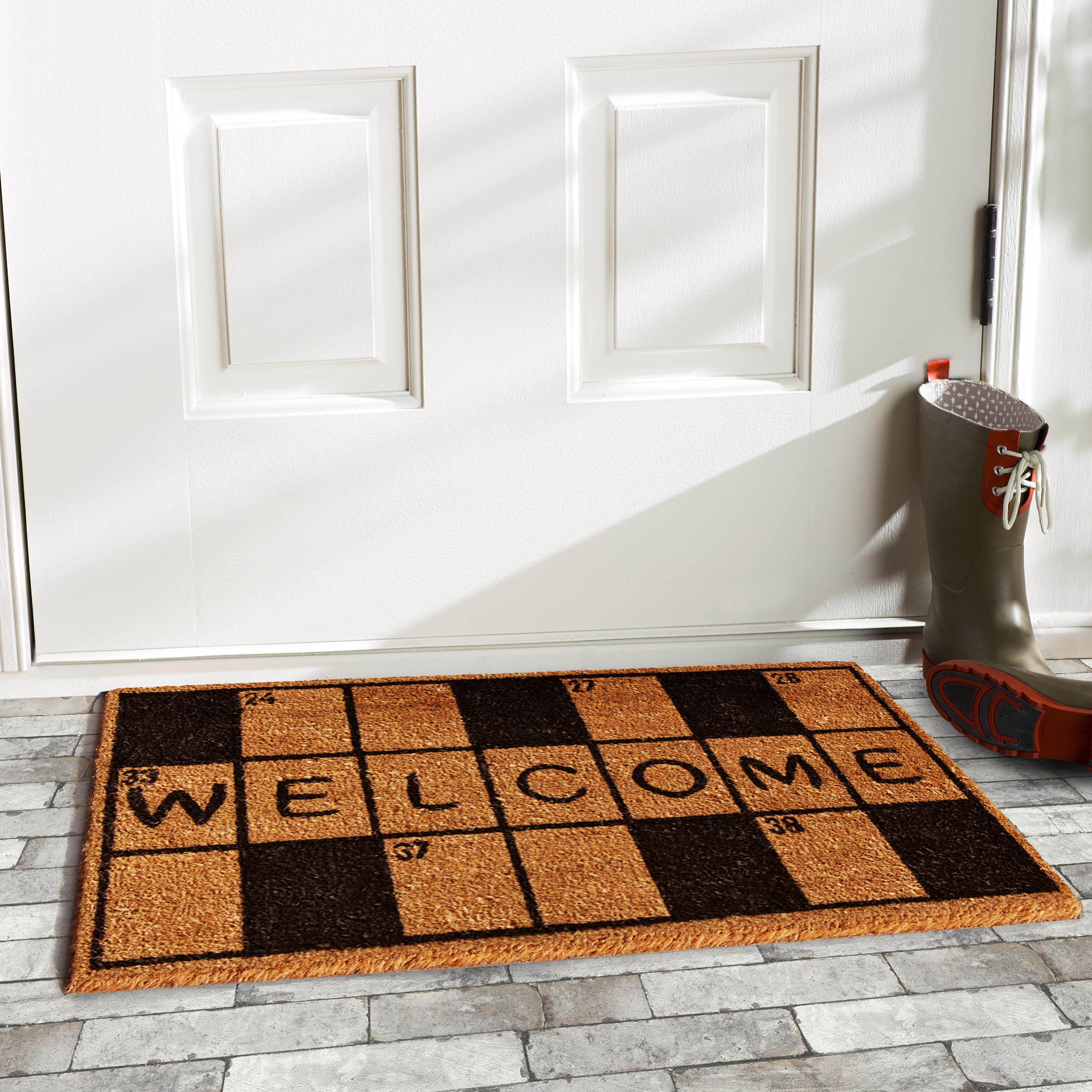 Ahron Non-Slip Geometric Outdoor Doormat