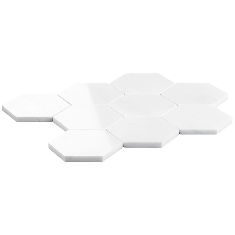 Bianco Dolomite 4" Hexagon Polished Marble Mosaic Tile
