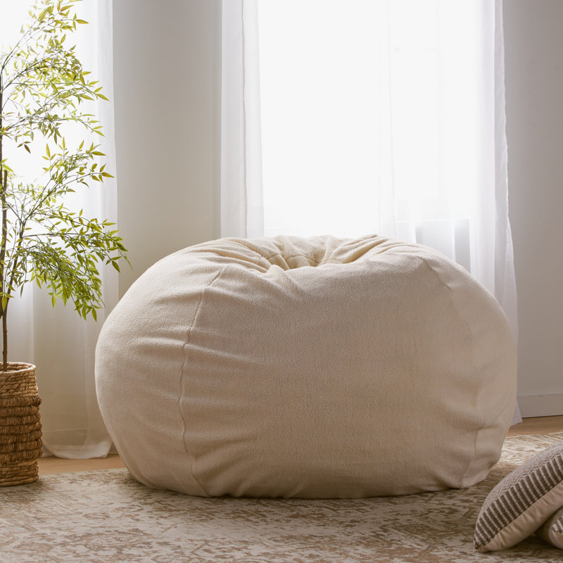Newalla Polyester Classic Bean Bag, Cream Polyester