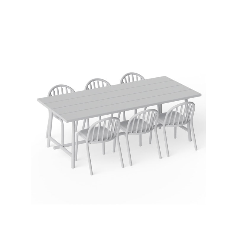 Fred 7 Piece Dining Set, Gray, 29.9" H x 86.6" W x 39.4" D, Light Gray