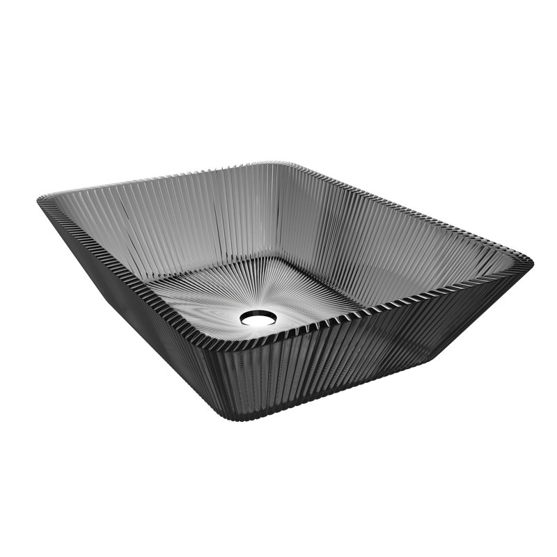 Charlie 18" Glass Rectangular Bathroom Vessel Sink - Modern Style Collection, Gray