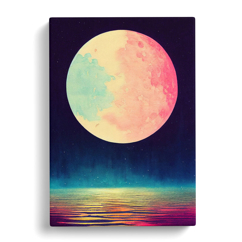 Watercolour Moon - Wrapped Canvas, 60cm H x 40cm W x 3cm D