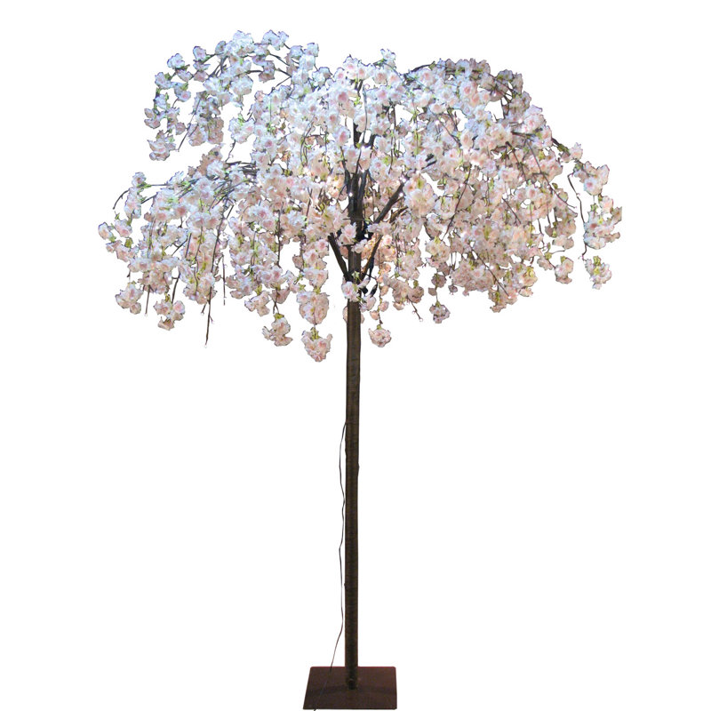 Cerisier en fleurs avec lumières DEL, H 70,86 po x l 35,4 po x P 35,4 po, Rose chaud