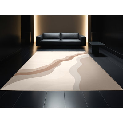 Machine Washable Outhe Minimalist Solid Colour Rug in Beige – Beige Binding