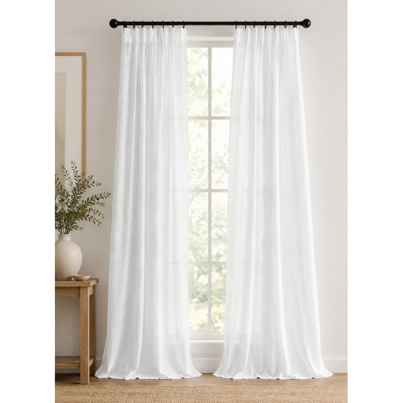 Semi Sheer Curtain Single Panel, 54" x 108", White