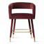 Tabouret de bar en velours à hauteur de comptoir avec repose-pieds doré, tabouret de comptoir pour îlot de cuisine 24 po-713030556