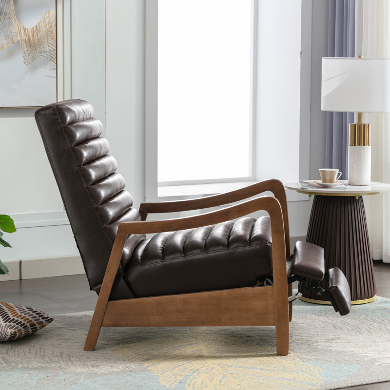 Fauteuil inclinable club 26 po Mid-Century, Brun