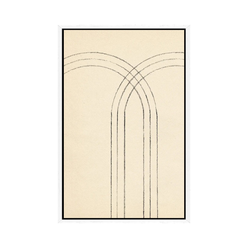 Minimalist Neutral Line Art I by Whales Way - Painting on Canvas, 101.6cm H x 66.04cm W x 3.81cm D, White Framed