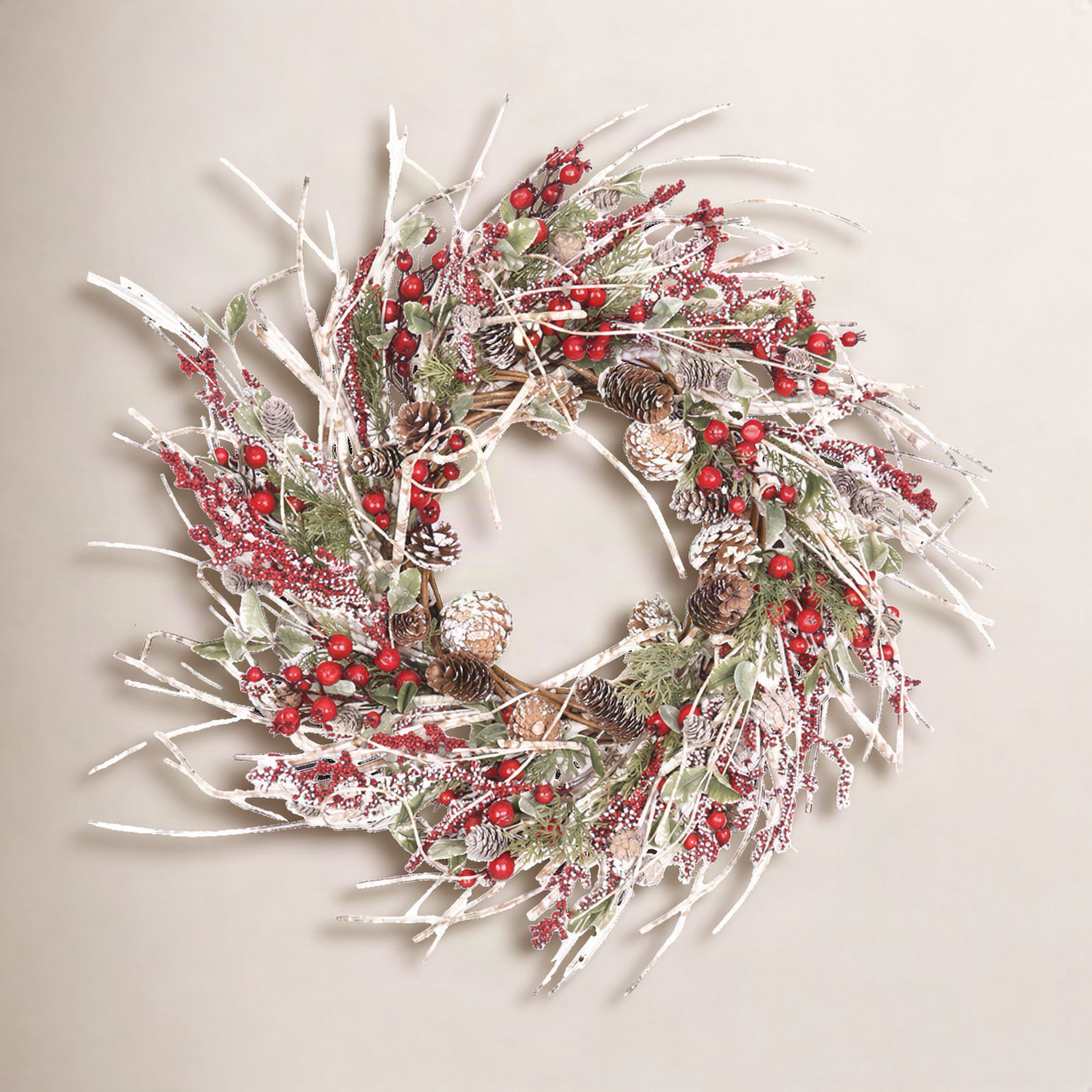 26" Handcrafted Berry, Pine Christmas Wreath