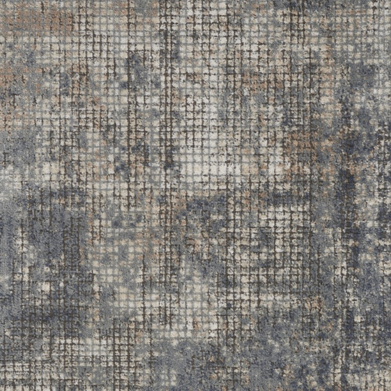 Tapis bleu antidérapant bleu et beige patiné