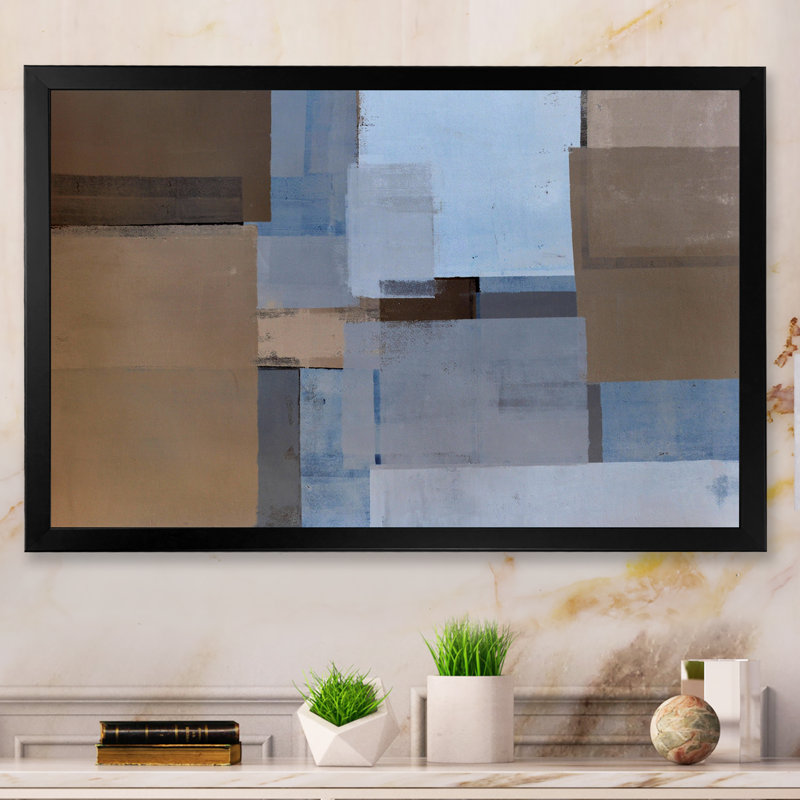 «Blue and Brown Colorfields», reproduction d'art sur toile, Impression noire sur toile encadrée, H 8 po x l 12 po x P 1 po