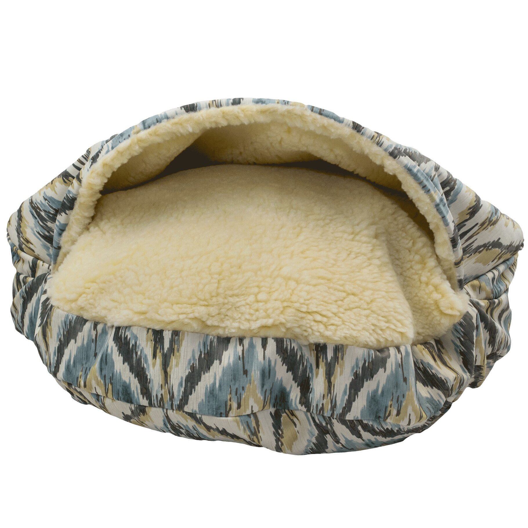 Prisco Orthopedic Premium Cozy Cave Hooded Dog Bed with Sherpa Interior