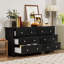 Commode double 6 tiroirs, grande commode en bois avec rangement dans la tour de salon-443563260