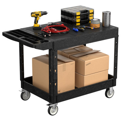 2-Shelf Flat Top Plastic Utility Cart