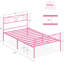 Structure de lit simple en métal avec tête et pied de lit, lit plateforme pour enfants, espace de rangement de 12 po, lattes en acier, rose, sans sommier-1044483883-1044483886