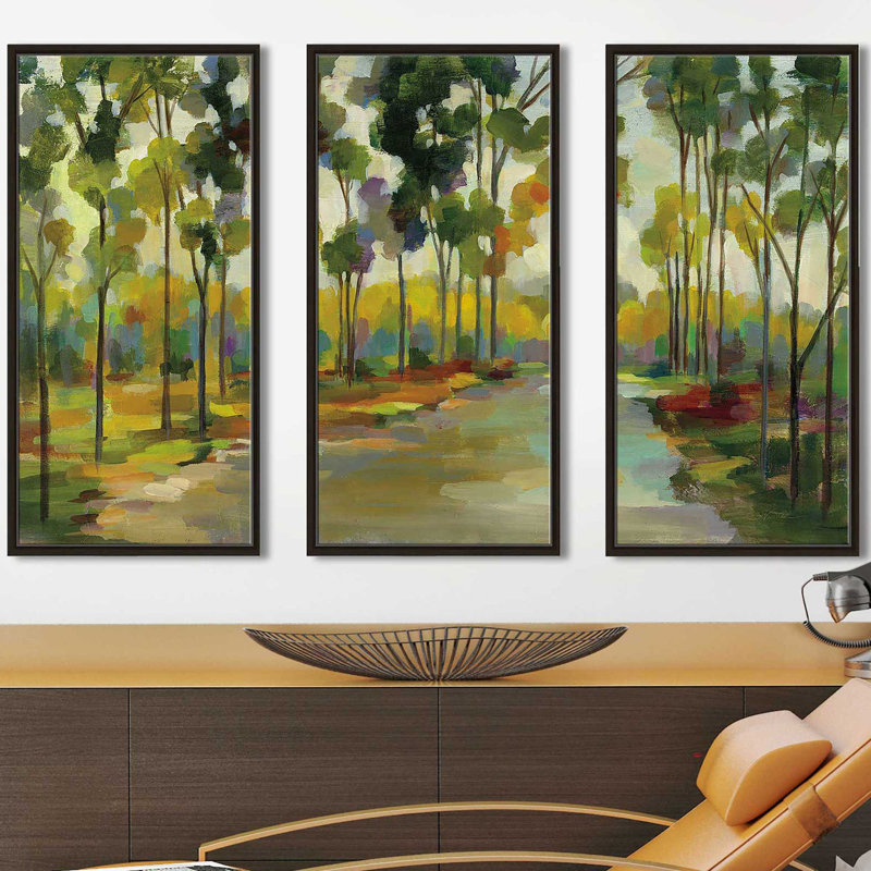 «Path In The Forest», reproduction sur toile flottante 3 pièces, H 33,5 po x l 52,5 po x P 2 po